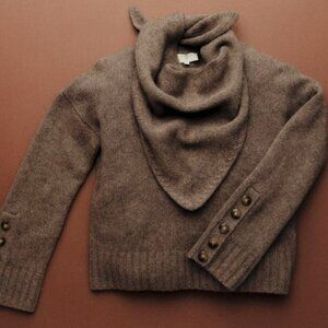 Sezane drew cashmere Brown Crewneck Sweater (no scarf)